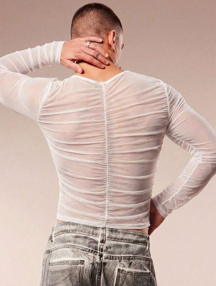 Men's Solid Color Round Neck Slim Fit Casual Daily Wear Sleeve T-Shirt